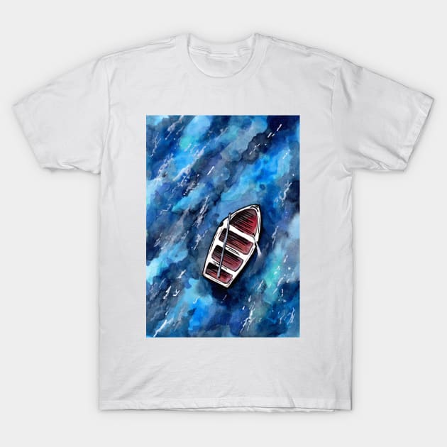 Empty Boat at Sea T-Shirt by ZeichenbloQ
